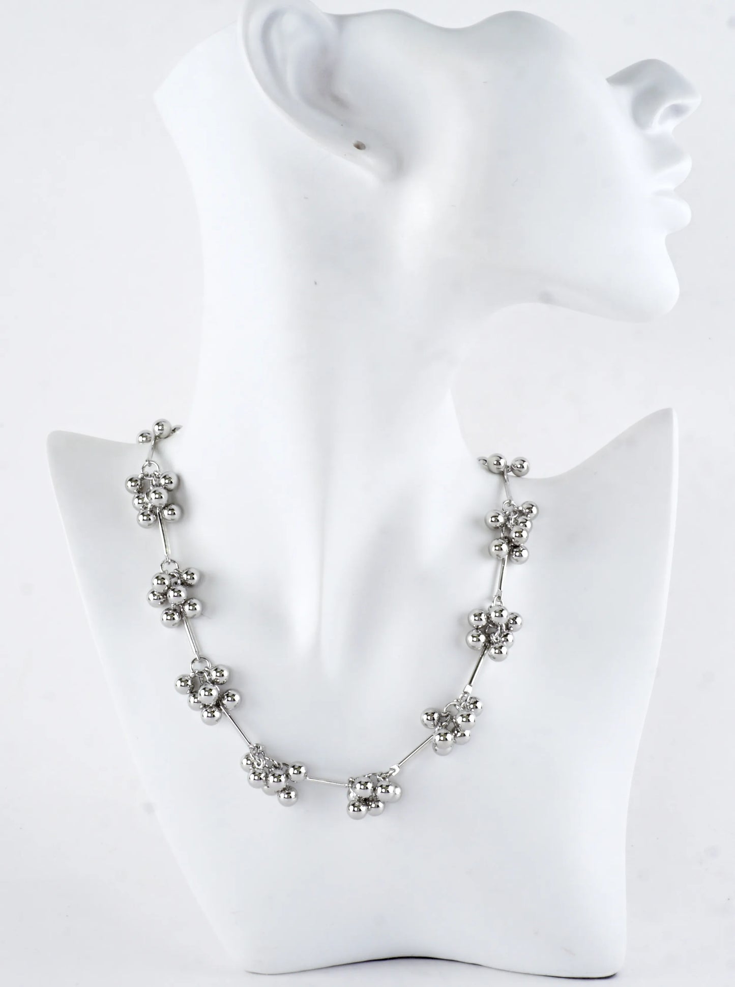 16 Inch Brass Cluster Beads Station Chain Necklace