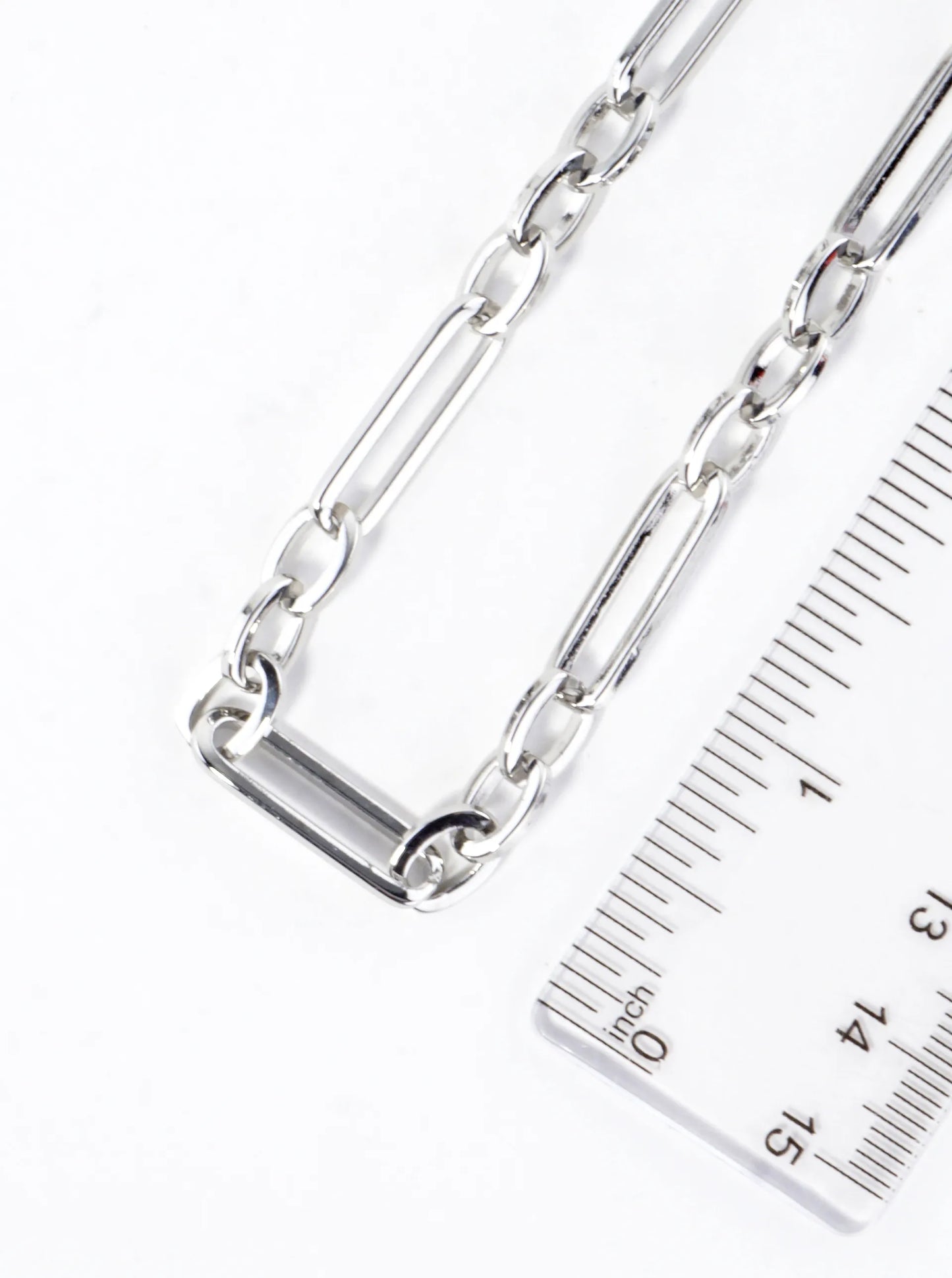 16 Inch Polished Link Paperclip Chain Necklace