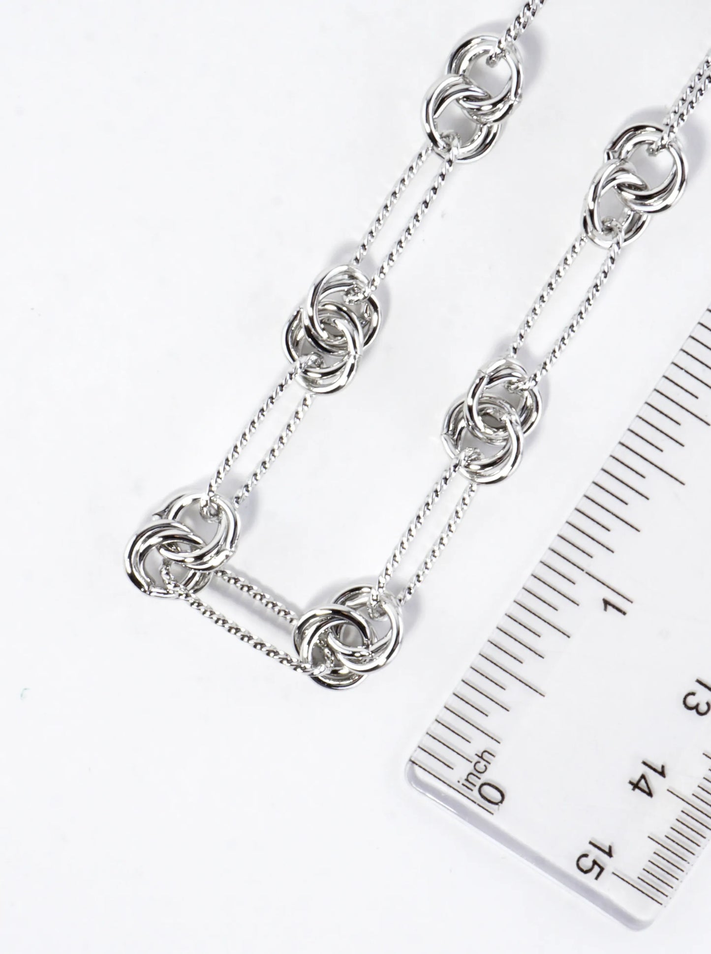 16 Inch Textured Brass Love Knot Chain Necklace