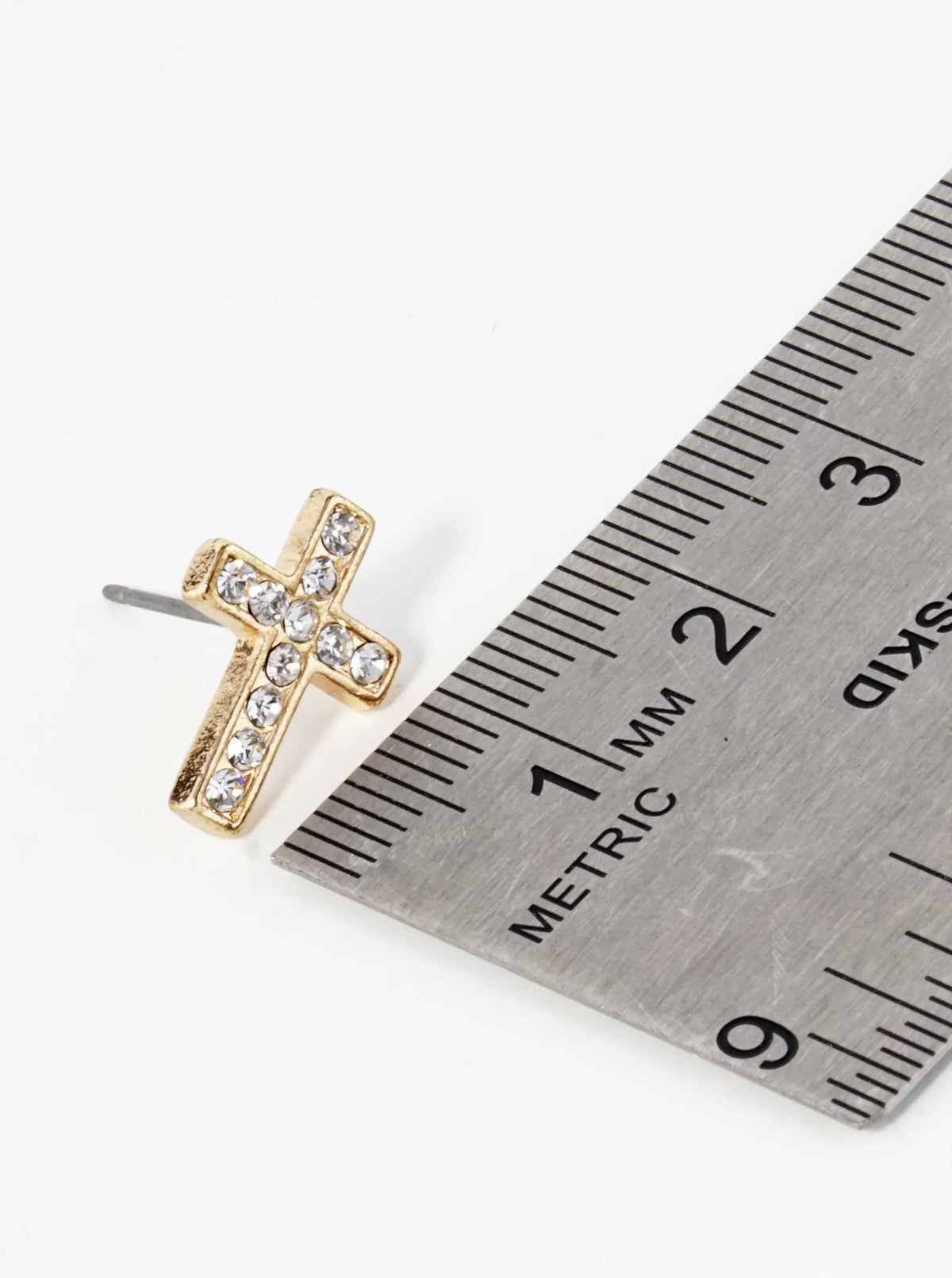 16mm Crystal Pave Cross Stud Earrings