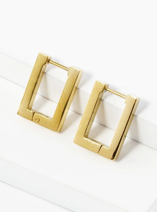 17mm Rectangle Shape Stainless Steel Huggie Hoop Earrings
