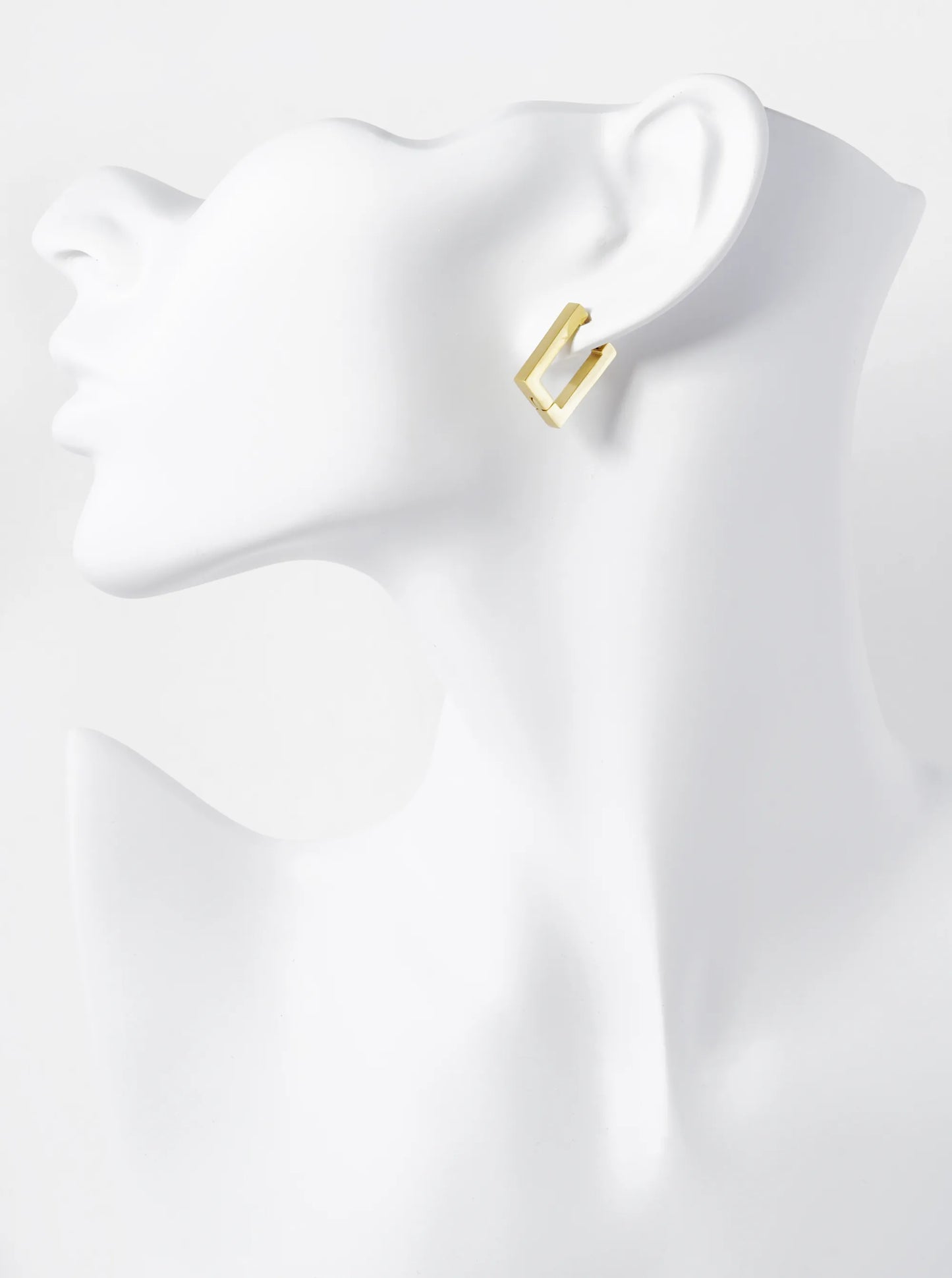 17mm Rectangle Shape Stainless Steel Huggie Hoop Earrings