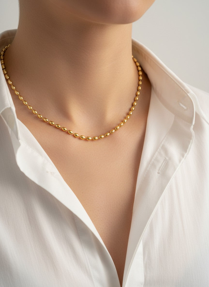 18 Inch Polished Beaded Chain Necklace