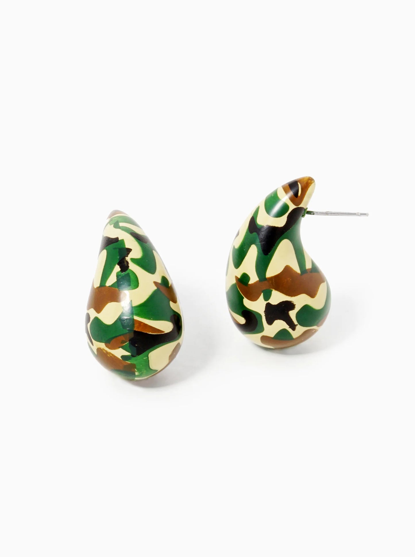 18K-Gold-Dipped 1-25-Inch Hollow Puffy Teardrop Dupe Stud Earrings