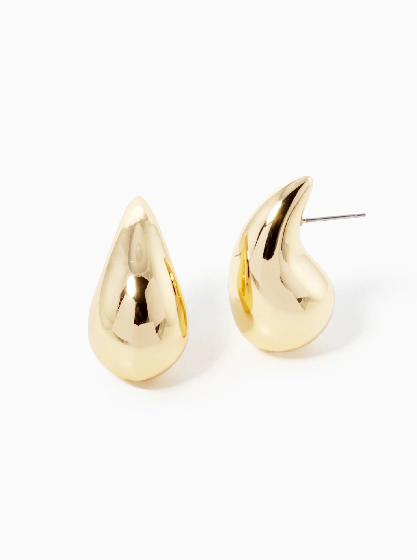 18K-Gold-Dipped 1-25-Inch Hollow Puffy Teardrop Dupe Stud Earrings