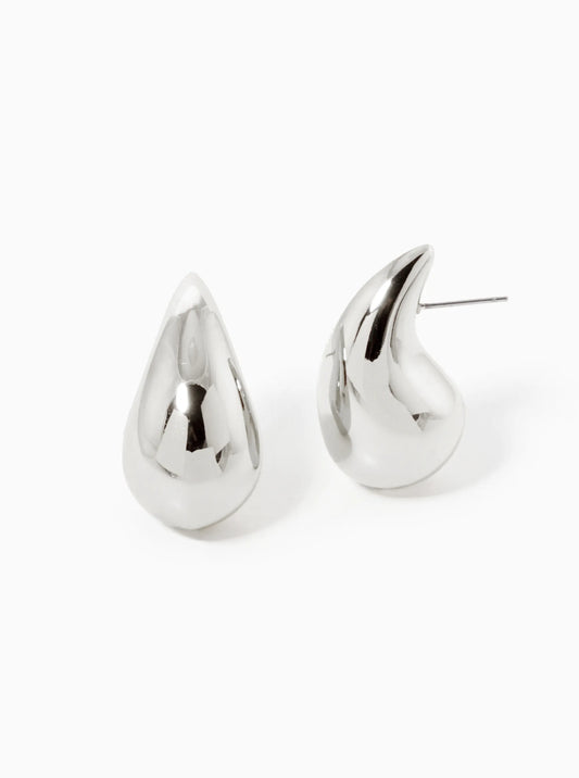 18K-Gold-Dipped 1-25-Inch Hollow Puffy Teardrop Dupe Stud Earrings