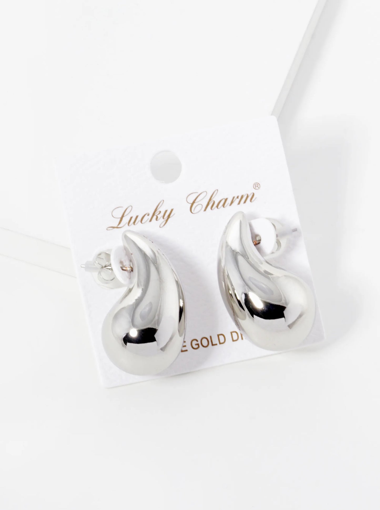 18K-Gold-Dipped 1-25-Inch Hollow Puffy Teardrop Dupe Stud Earrings