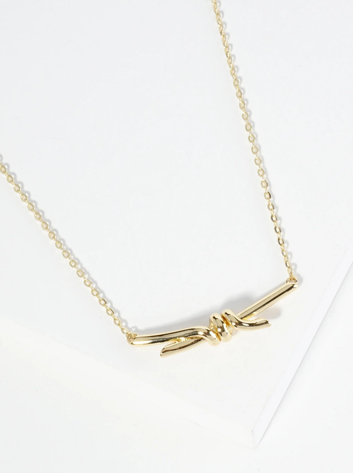 18K Gold Dipped 1 Inch Brass Knot Pendant Necklace