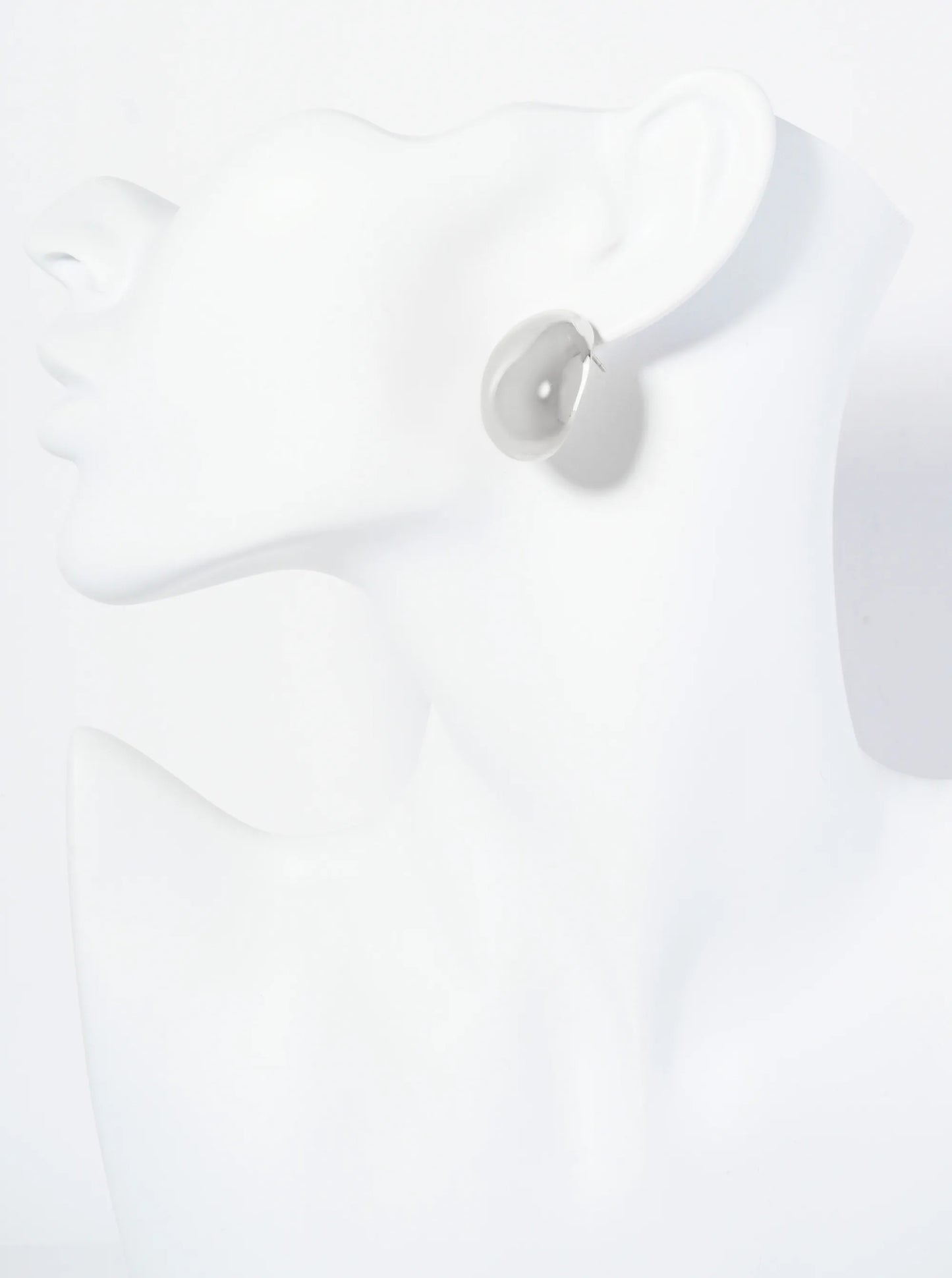 18K Gold Dipped 1 Inch Oval Button Stud Earrings