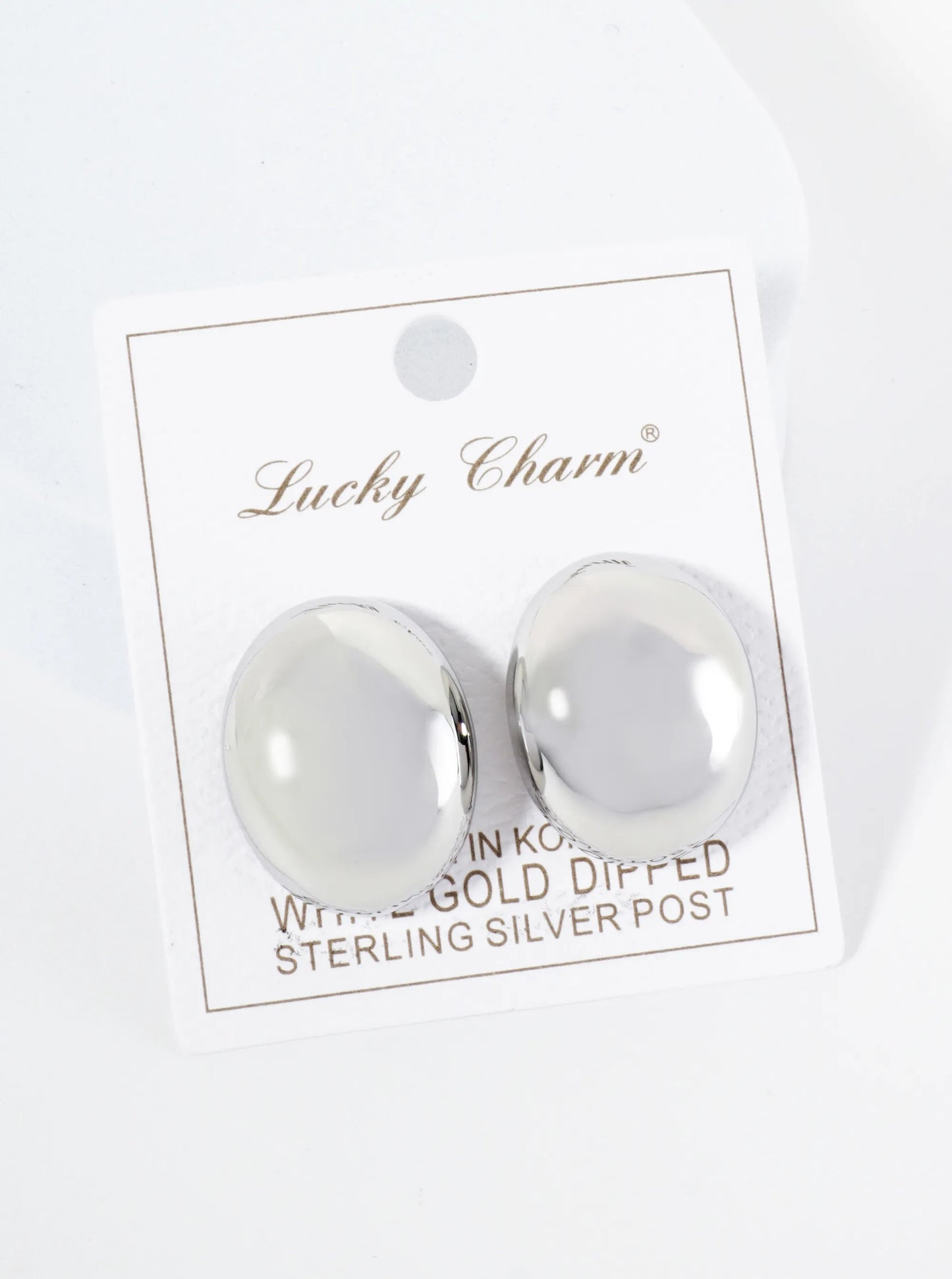 18K Gold Dipped 1 Inch Oval Button Stud Earrings
