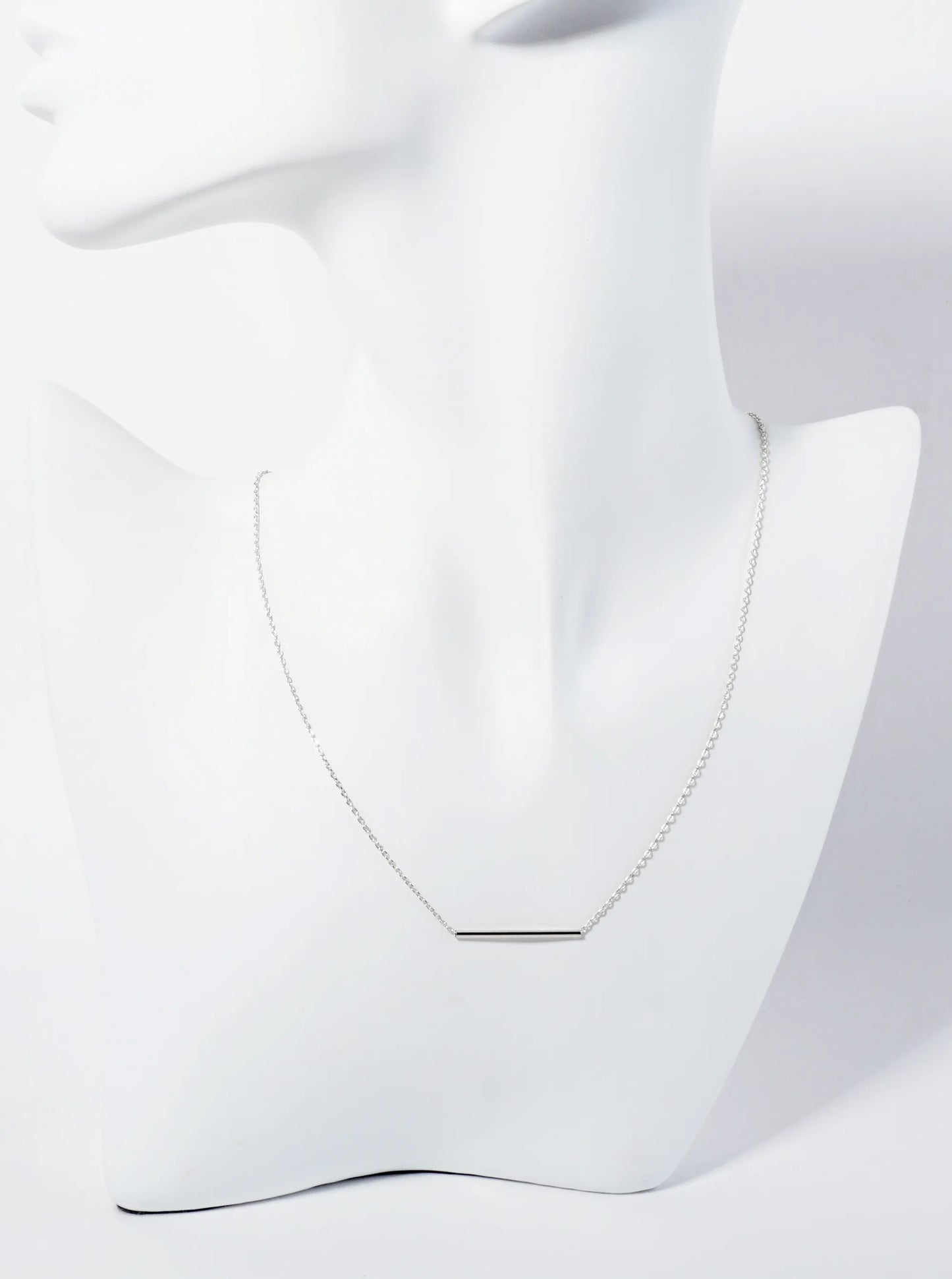 18K Gold Dipped 1 Inch Polished Tube Bar Pendant Necklace