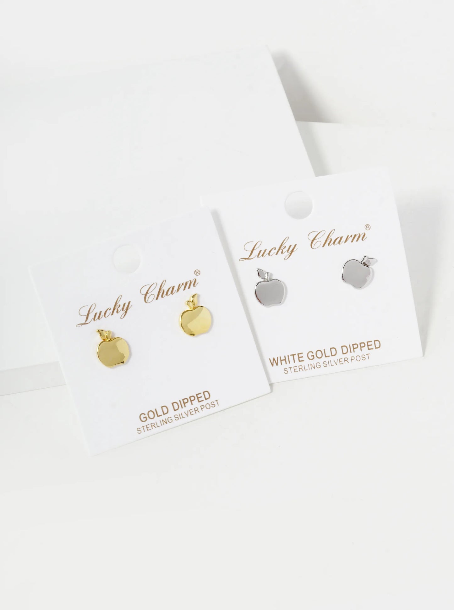 18K Gold Dipped 10mm Brass Apple Sterling Silver Post Stud Earrings