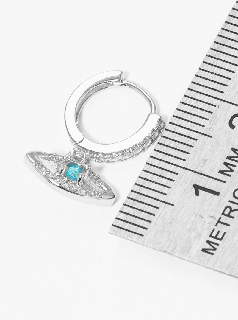 18K Gold Dipped 10mm CZ Pave Huggie Hoop Earrings With Evil Eye Drop