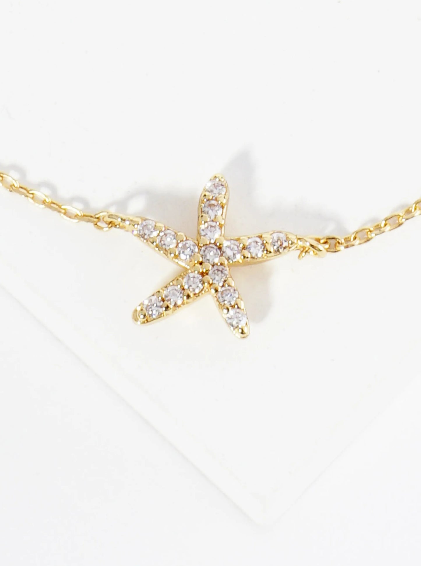 18K Gold Dipped 10mm Cubic Zirconia Pave Sea Star Starfish Brass Chain Anklet