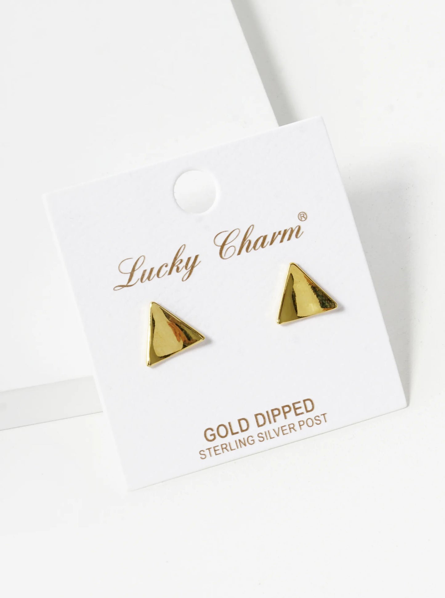 18K Gold Dipped 10mm Curved Brass Triangle Sterling Silver Post Stud Earrings