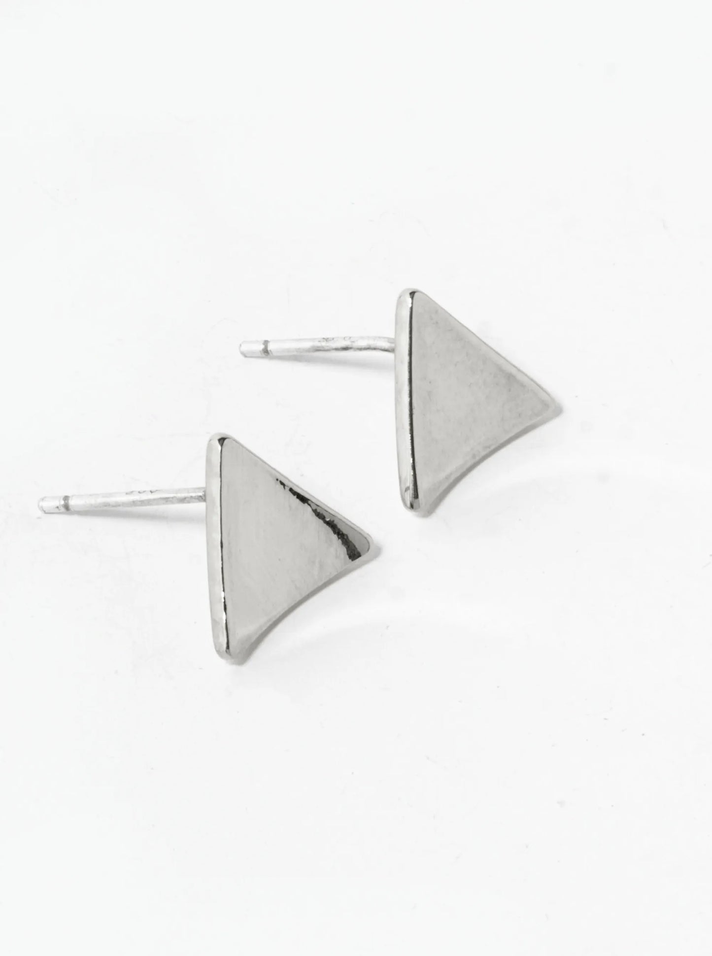 18K Gold Dipped 10mm Curved Brass Triangle Sterling Silver Post Stud Earrings