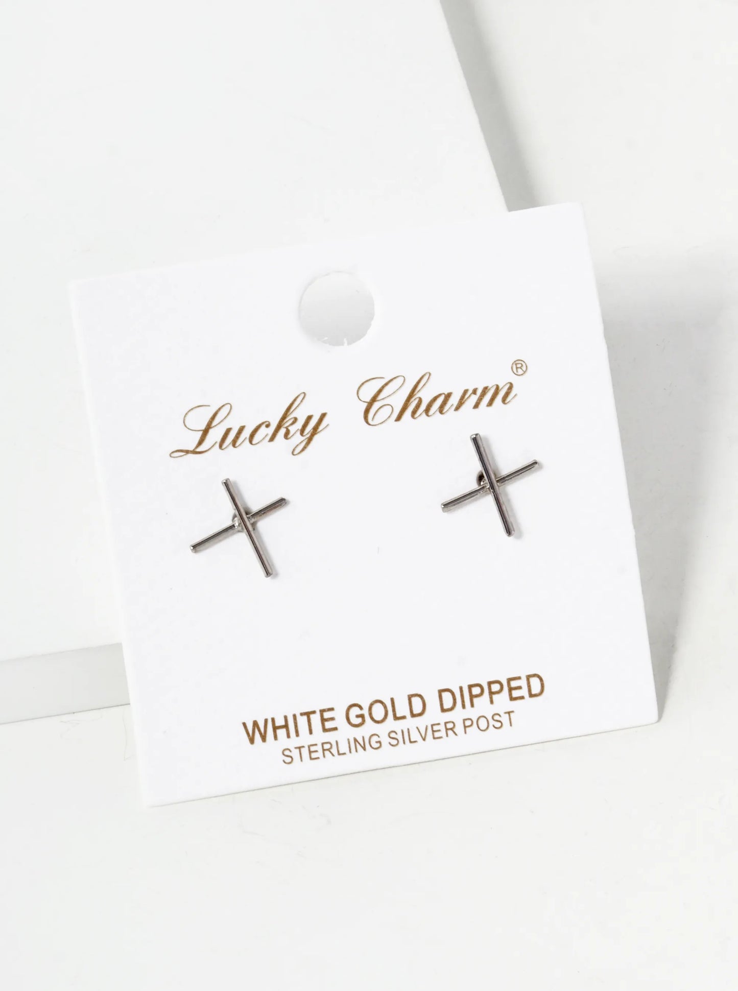 18K Gold Dipped 10mm Delicate Brass X Shape Sterling Silver Post Stud Earrings