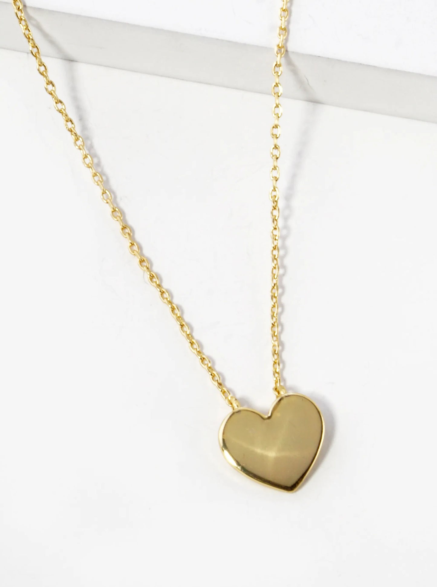 White Gold Dipped 10mm Heart Pendant Necklace