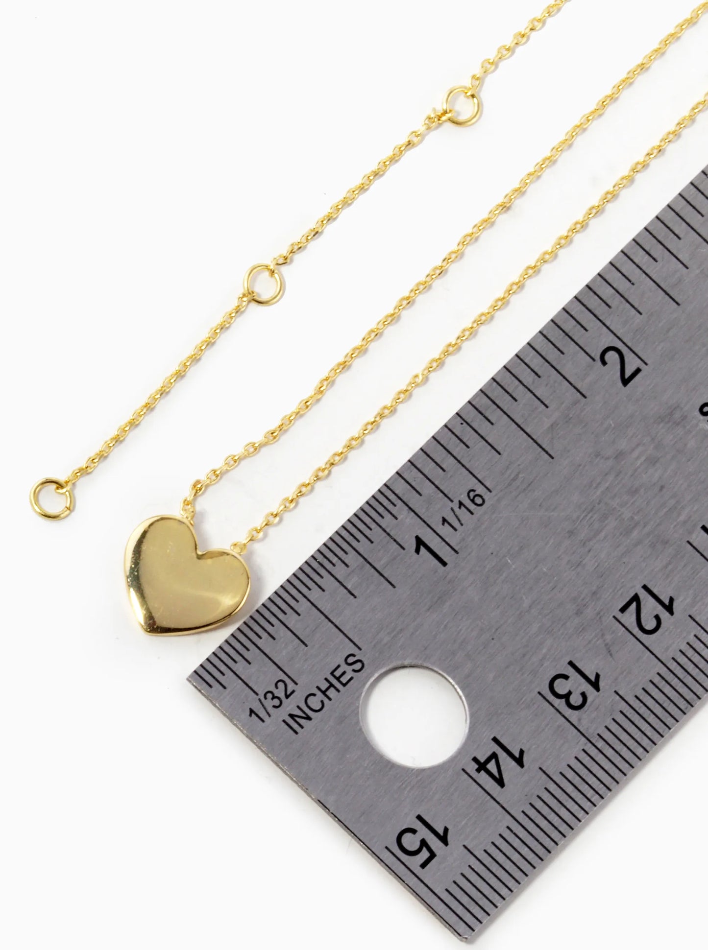 18K Gold Dipped 10mm Heart Pendant Necklace
