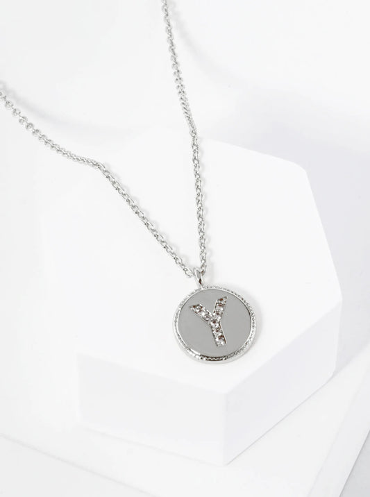 18K Gold Dipped 10mm Medallion Pave Set CZ Initial Pendant Necklace