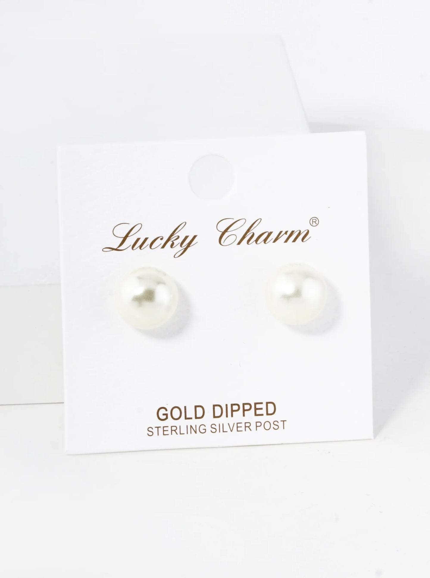 18K Gold Dipped 10mm Pearl Button Stud Earrings