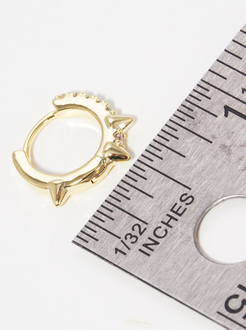 18K Gold Dipped 10mm Spiked Huggie Earrings