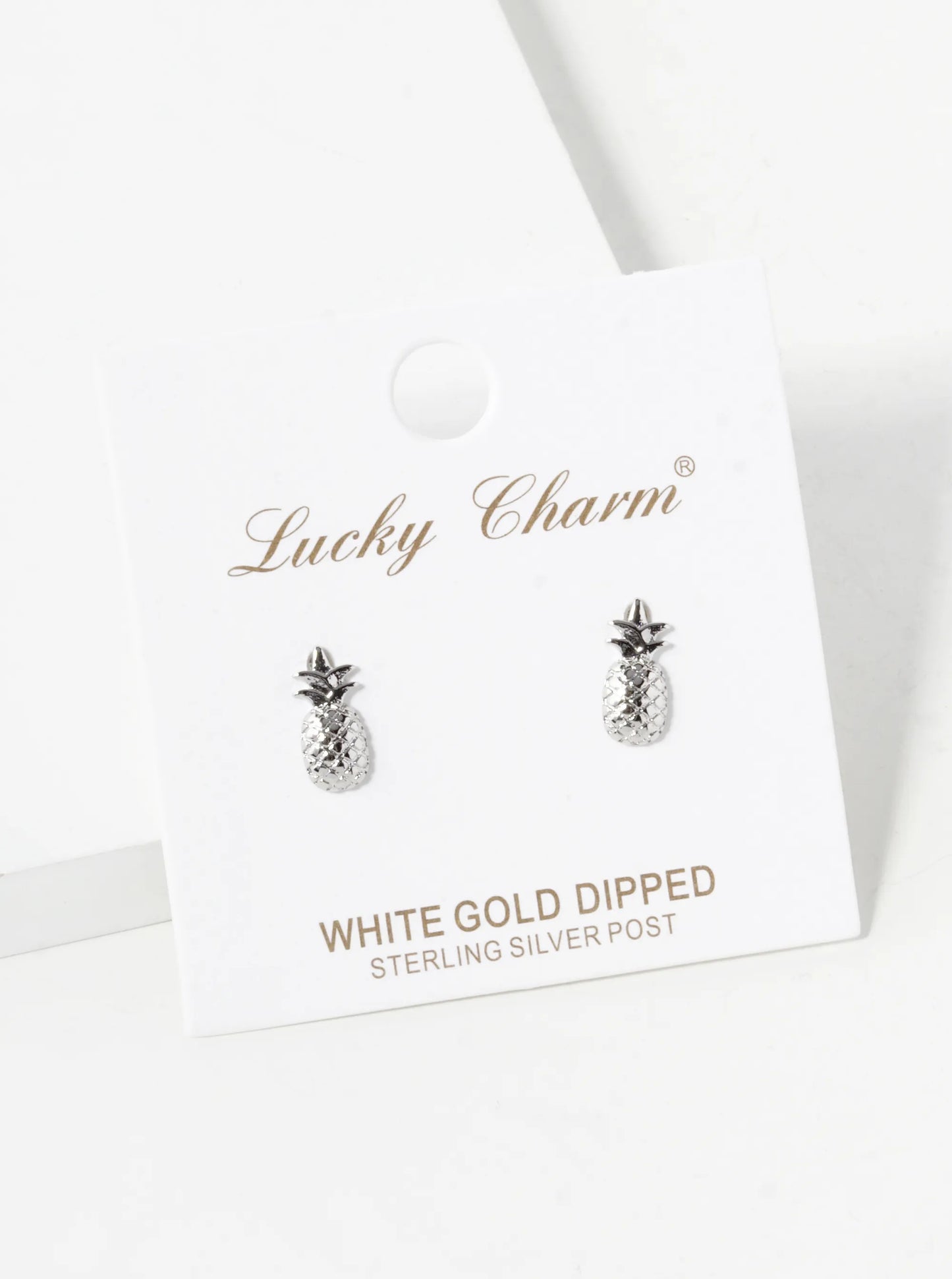 18K Gold Dipped 10mm Textured Brass Pineapple Sterling Silver Post Stud Earrings
