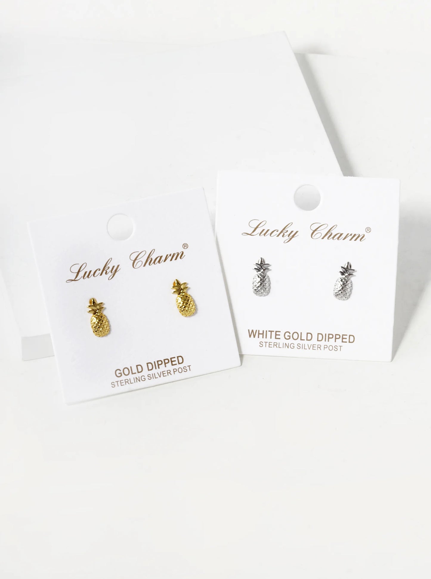 18K Gold Dipped 10mm Textured Brass Pineapple Sterling Silver Post Stud Earrings