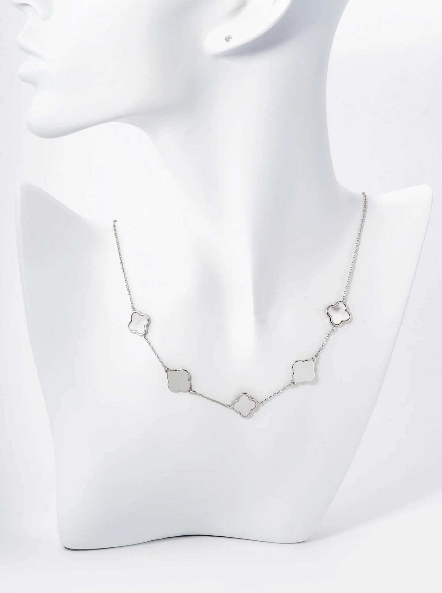 18K Gold Dipped 11mm Five Quatrefoil Station Necklace
