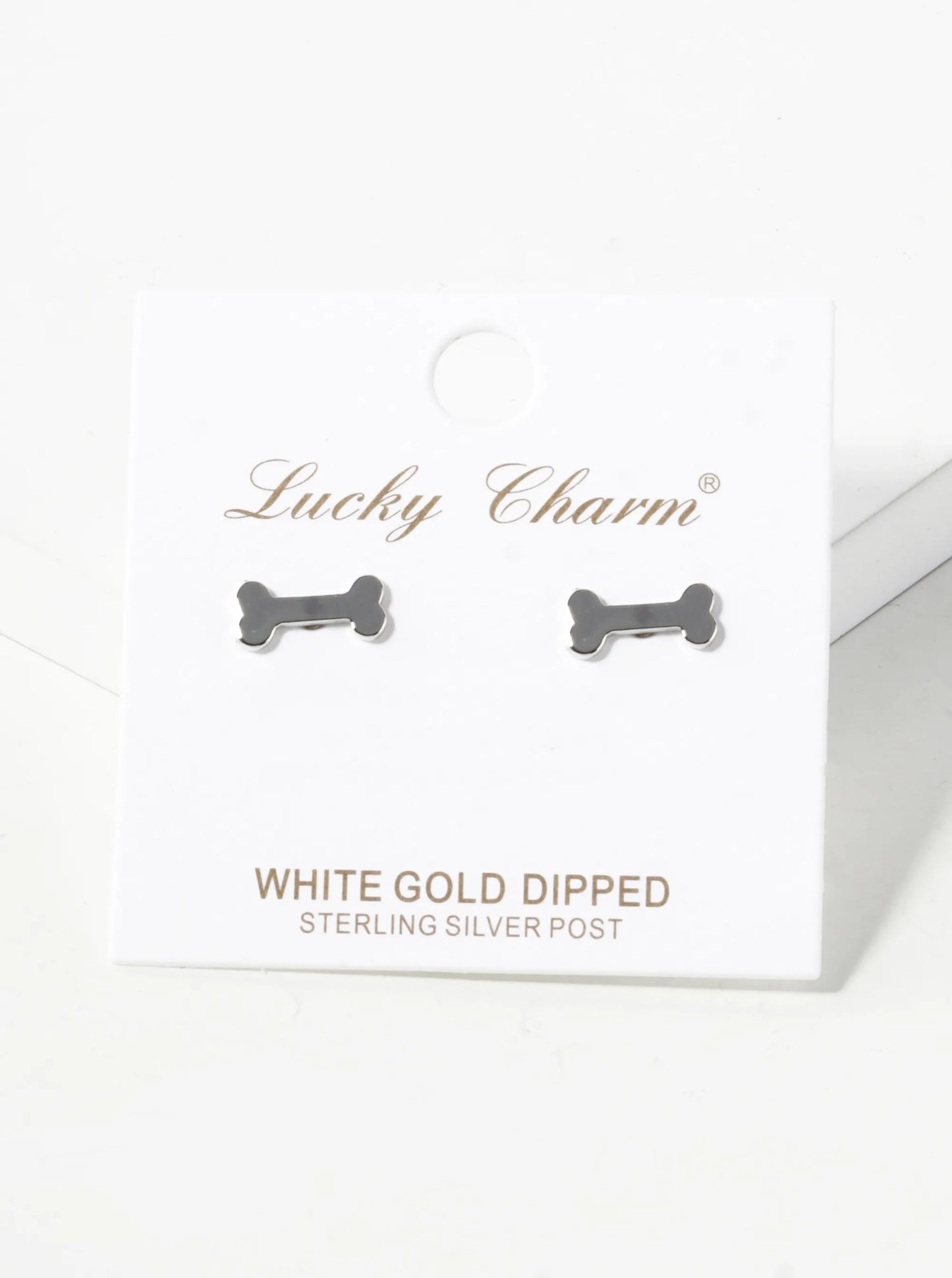 18K Gold Dipped 11mm Flat Dog Themed Bone Treats Stud Earrings