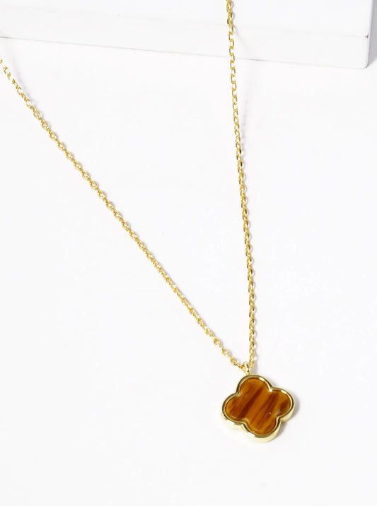 18K Gold Dipped 11mm Quatrefoil Pendant Necklace