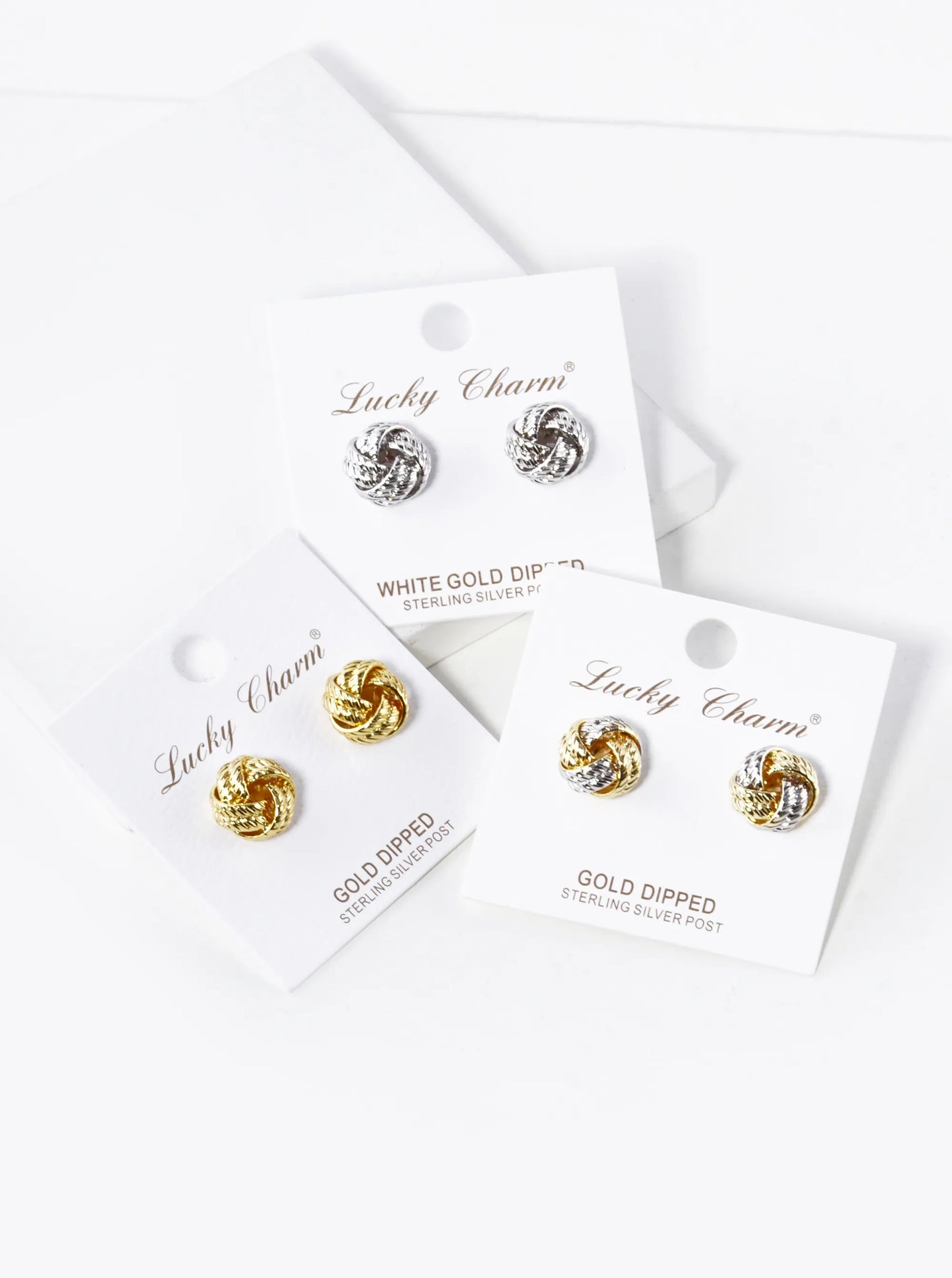 18K Gold Dipped 11mm Textured Brass Love Knot Stud Earrings