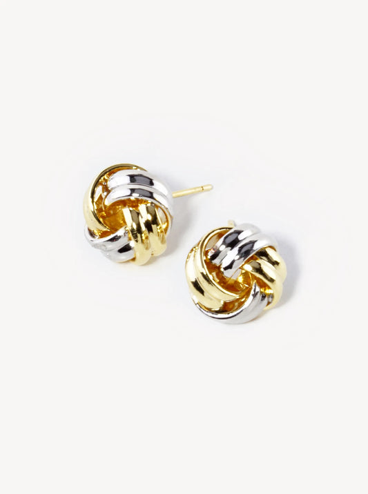 18K Gold Dipped 12mm Brass Love Knot Stud Earrings
