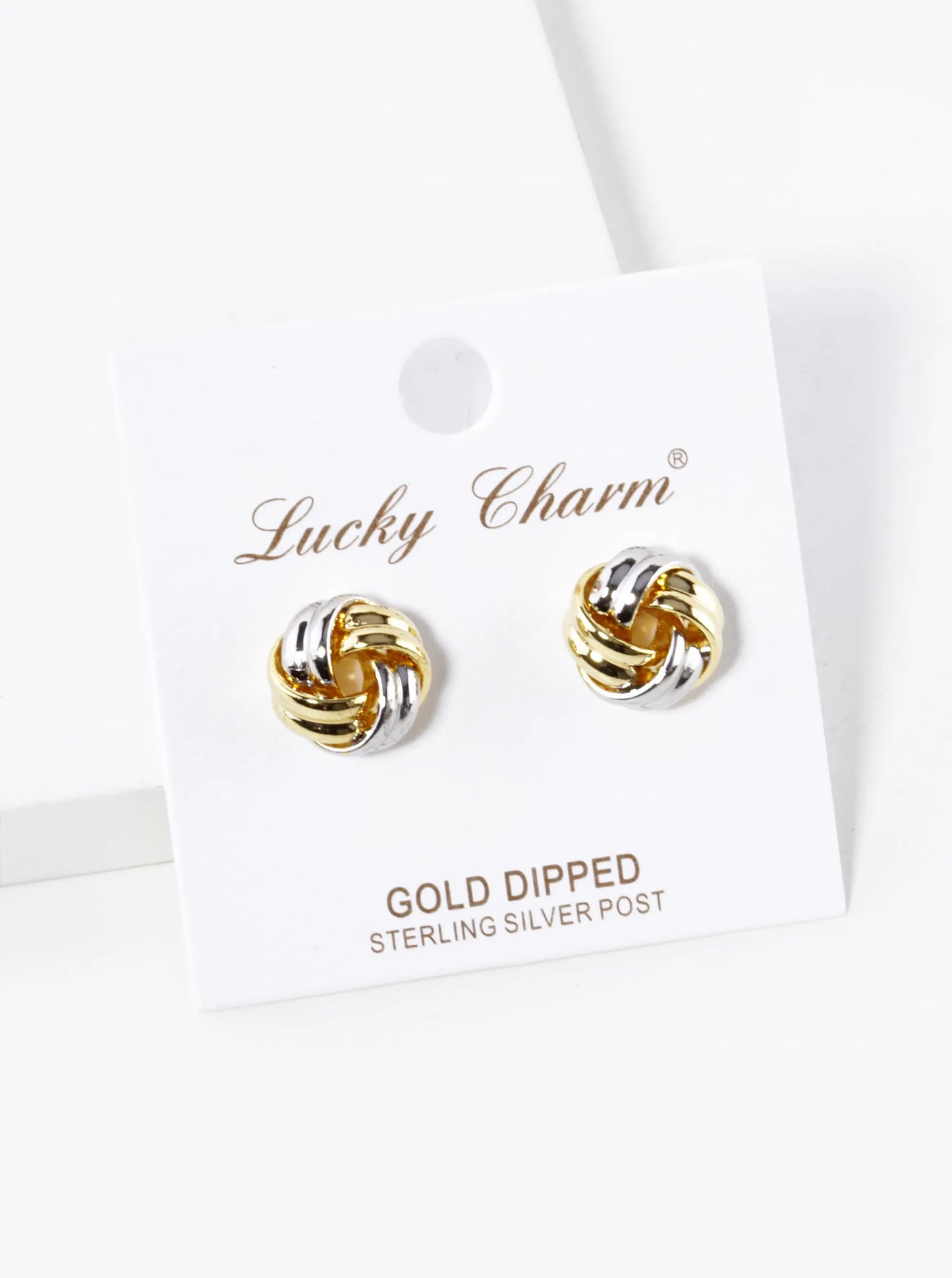 18K Gold Dipped 12mm Brass Love Knot Stud Earrings