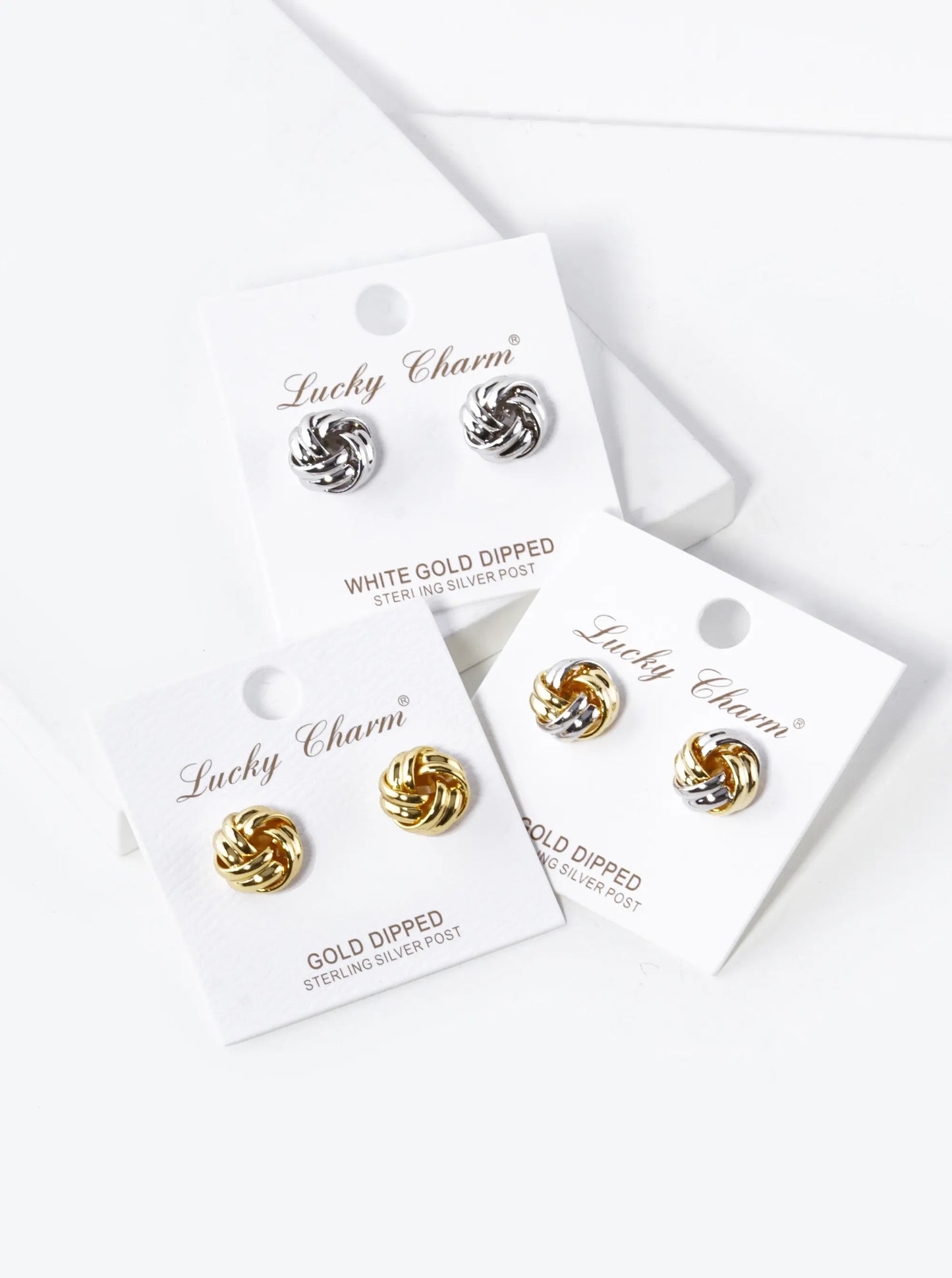 18K Gold Dipped 12mm Brass Love Knot Stud Earrings