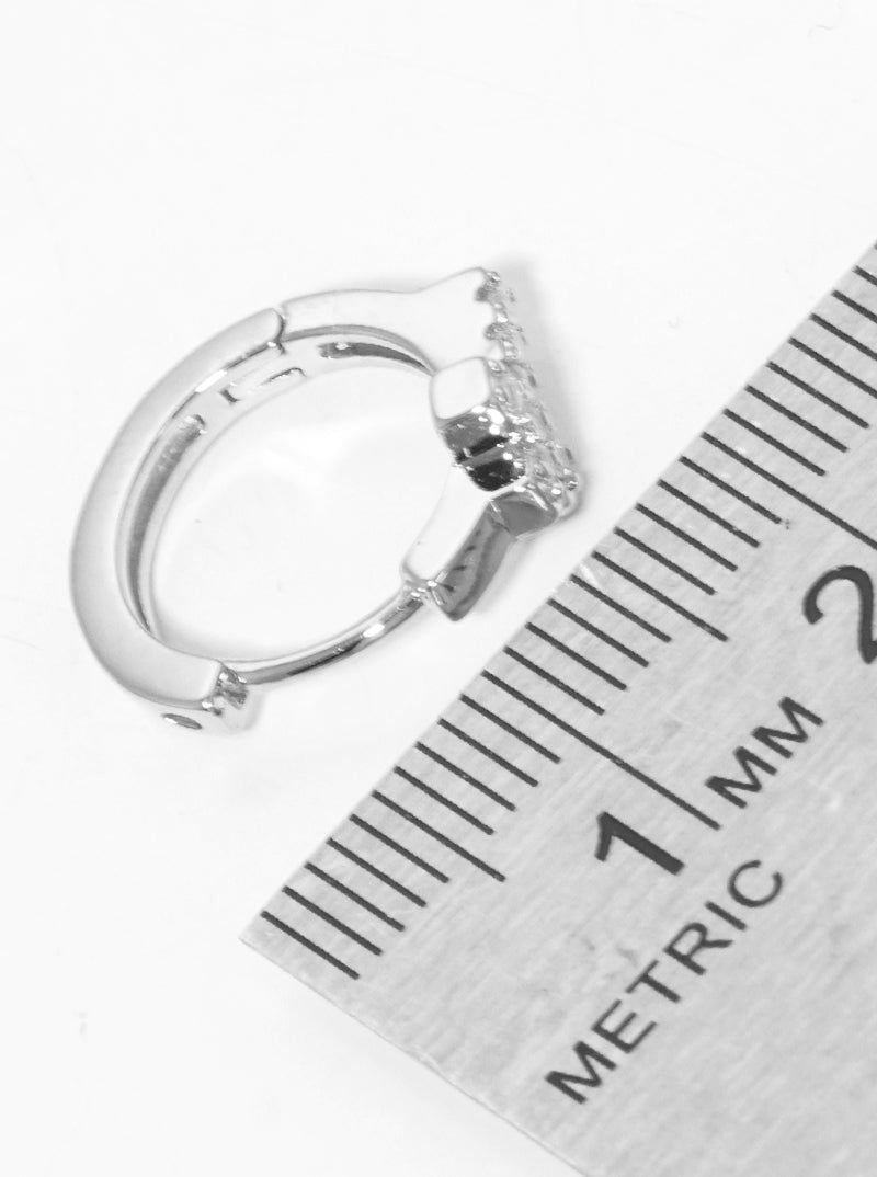 18K Gold Dipped 12mm CZ Pave Cross Huggie Earrings