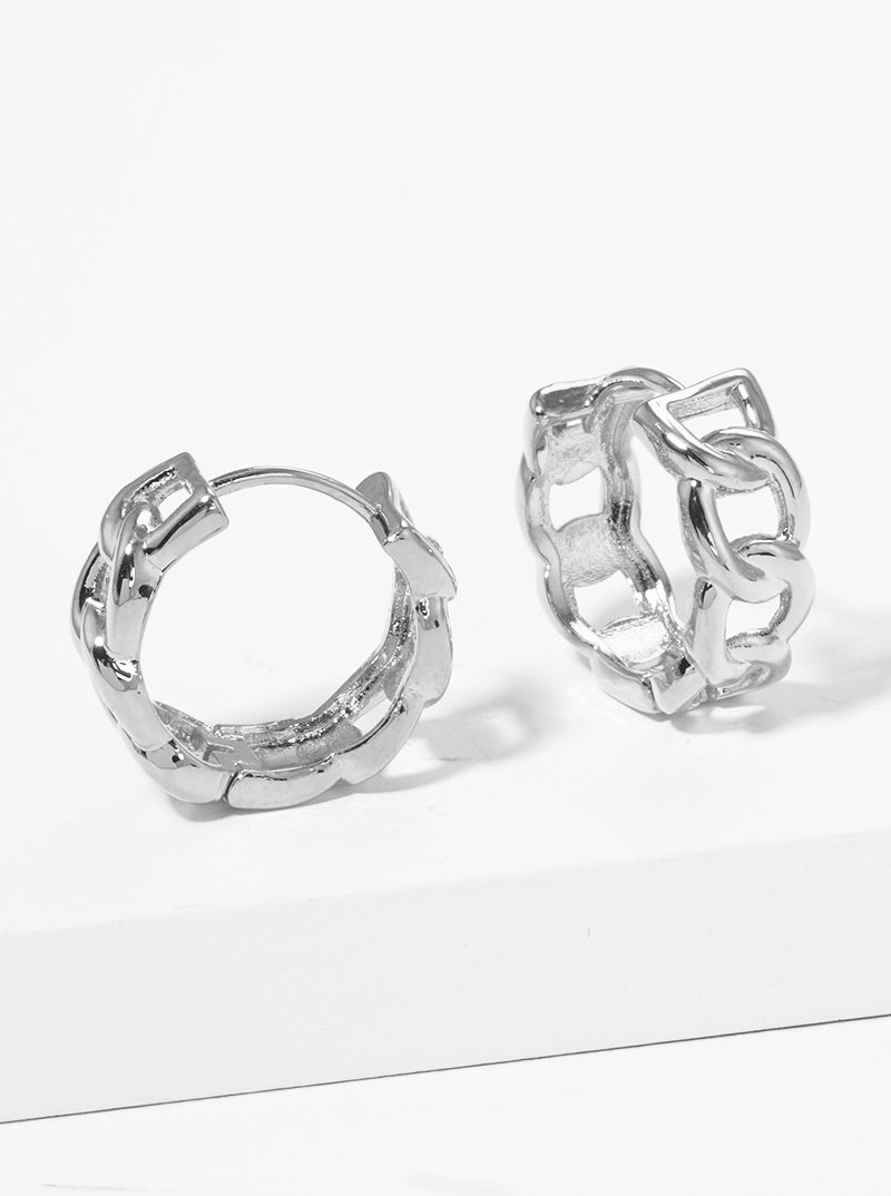 18K Gold Dipped 12mm Chain Huggie Hoop Earrings