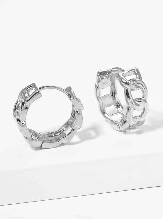 18K Gold Dipped 12mm Chain Huggie Hoop Earrings