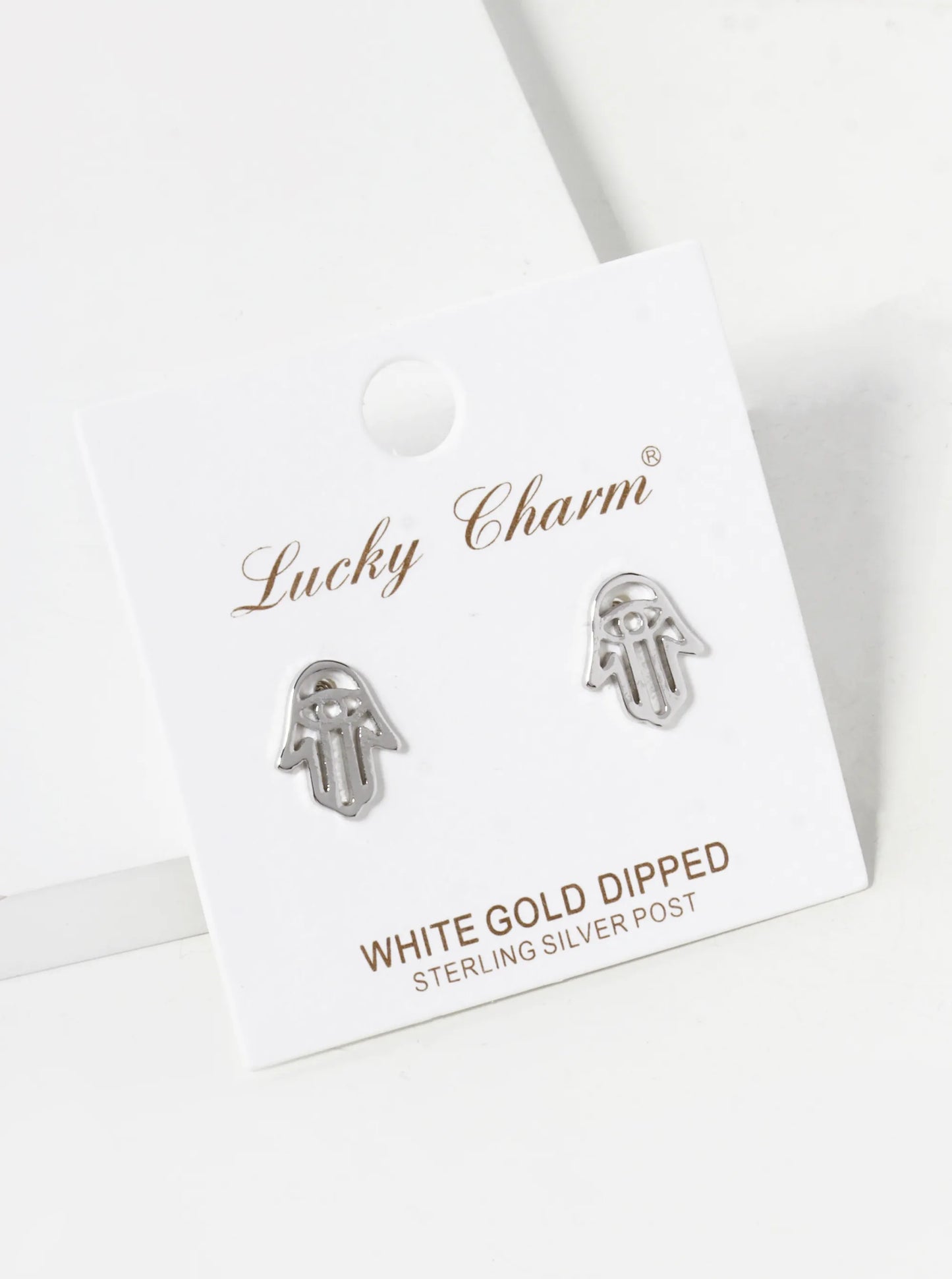 18K Gold Dipped 12mm Filigree Brass Hamsa Sterling Silver Post Stud Earrings