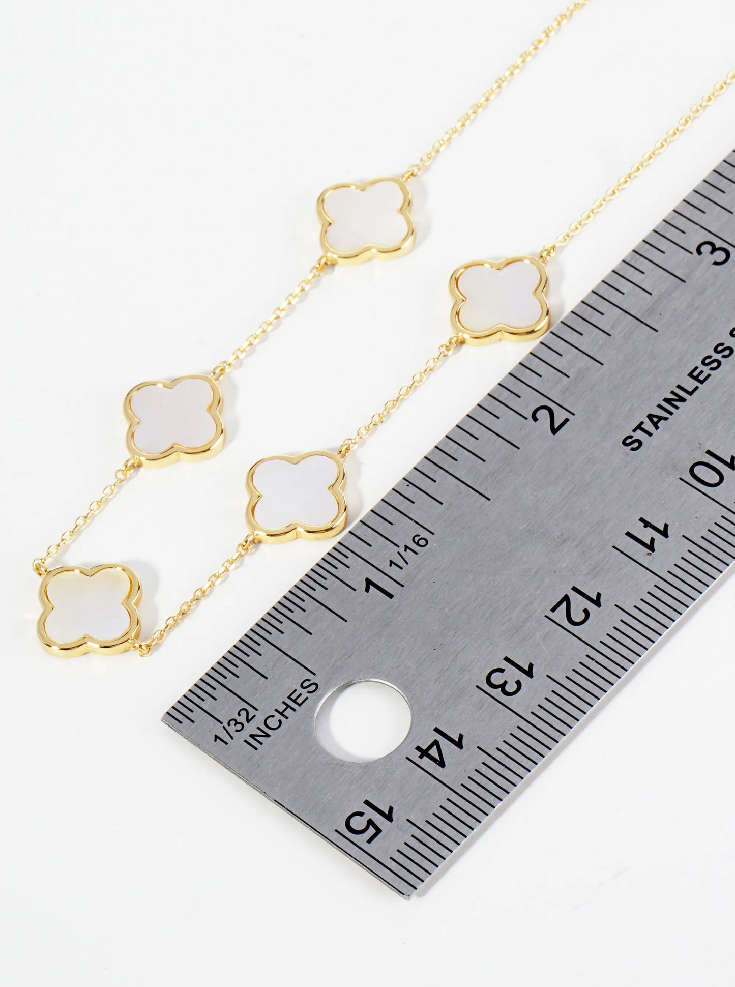 18K Gold Dipped 12mm Five Quatrefoil Brass Chain Anklet