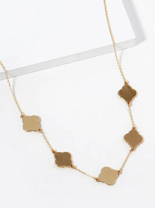 18K Gold Dipped 12mm Five Quatrefoil Necklace