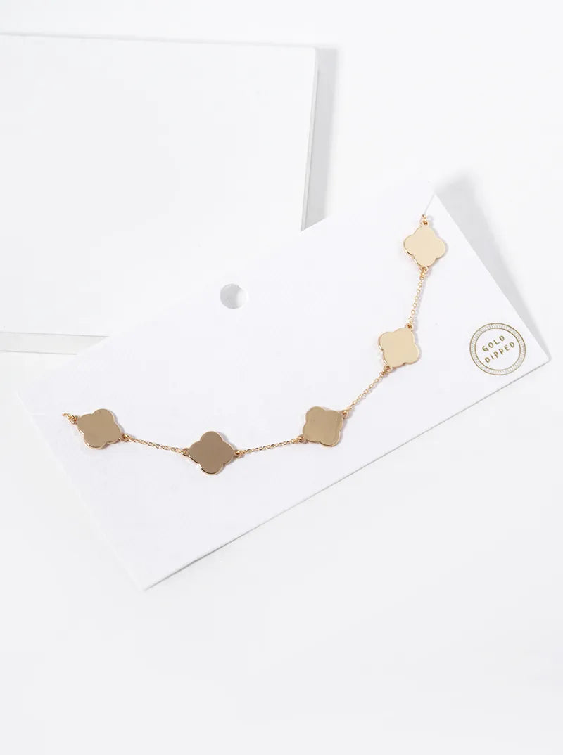 18K Gold Dipped 12mm Five Quatrefoil Necklace