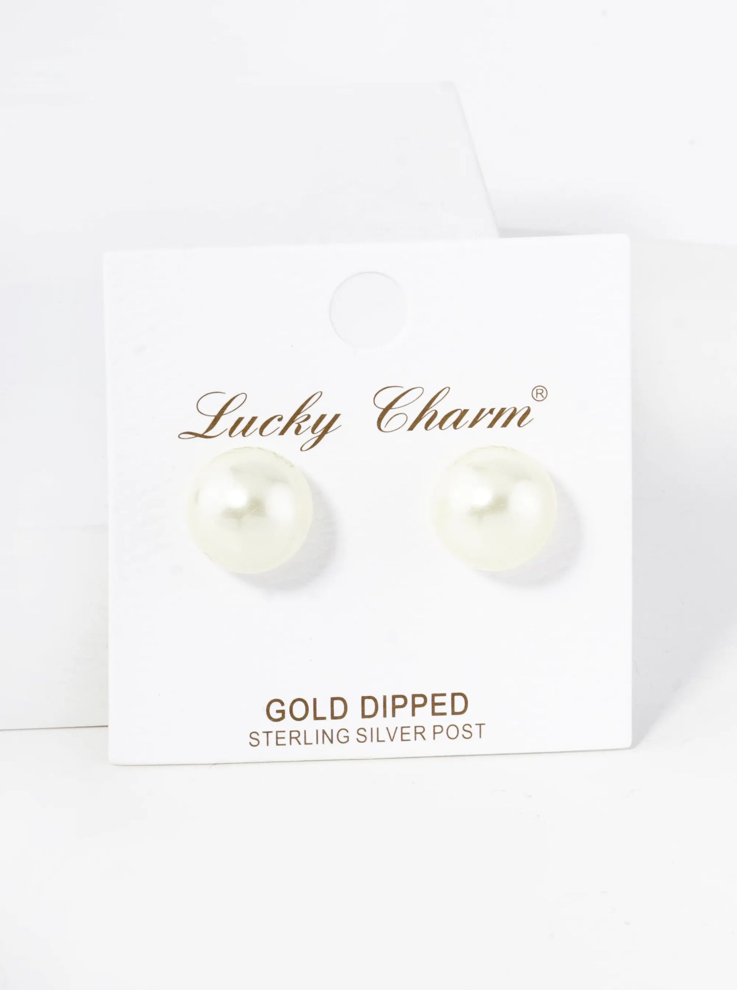 18K Gold Dipped 12mm Pearl Button Stud Earrings