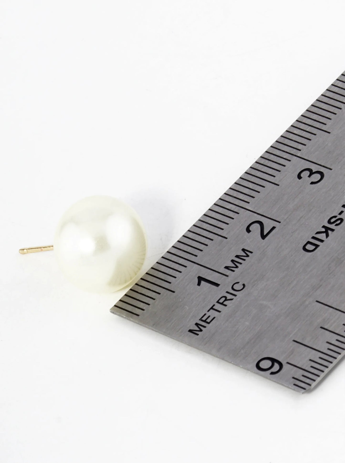 18K Gold Dipped 12mm Pearl Button Stud Earrings