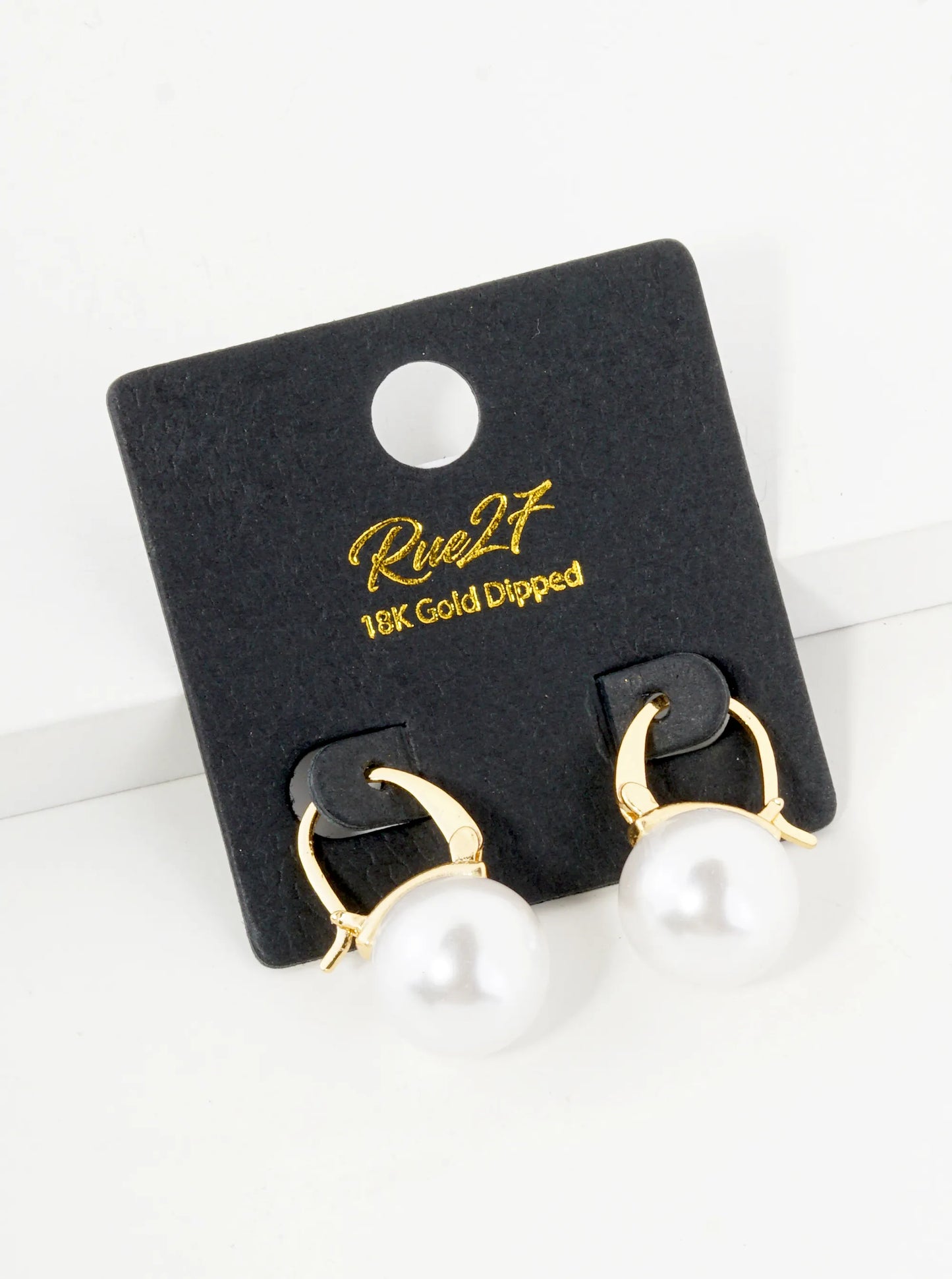 18K Gold Dipped 12mm Pearl Drop Pin Catch Earrings