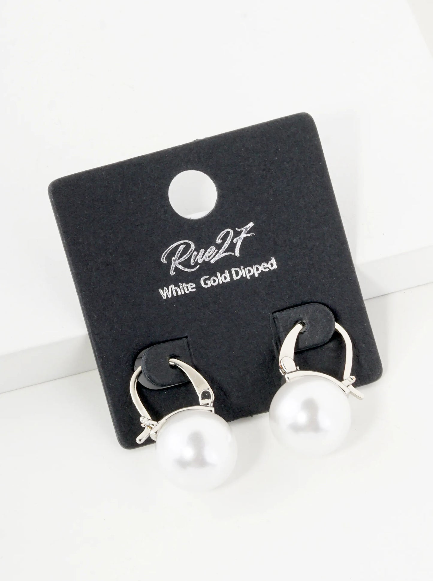 18K Gold Dipped 12mm Pearl Drop Pin Catch Earrings