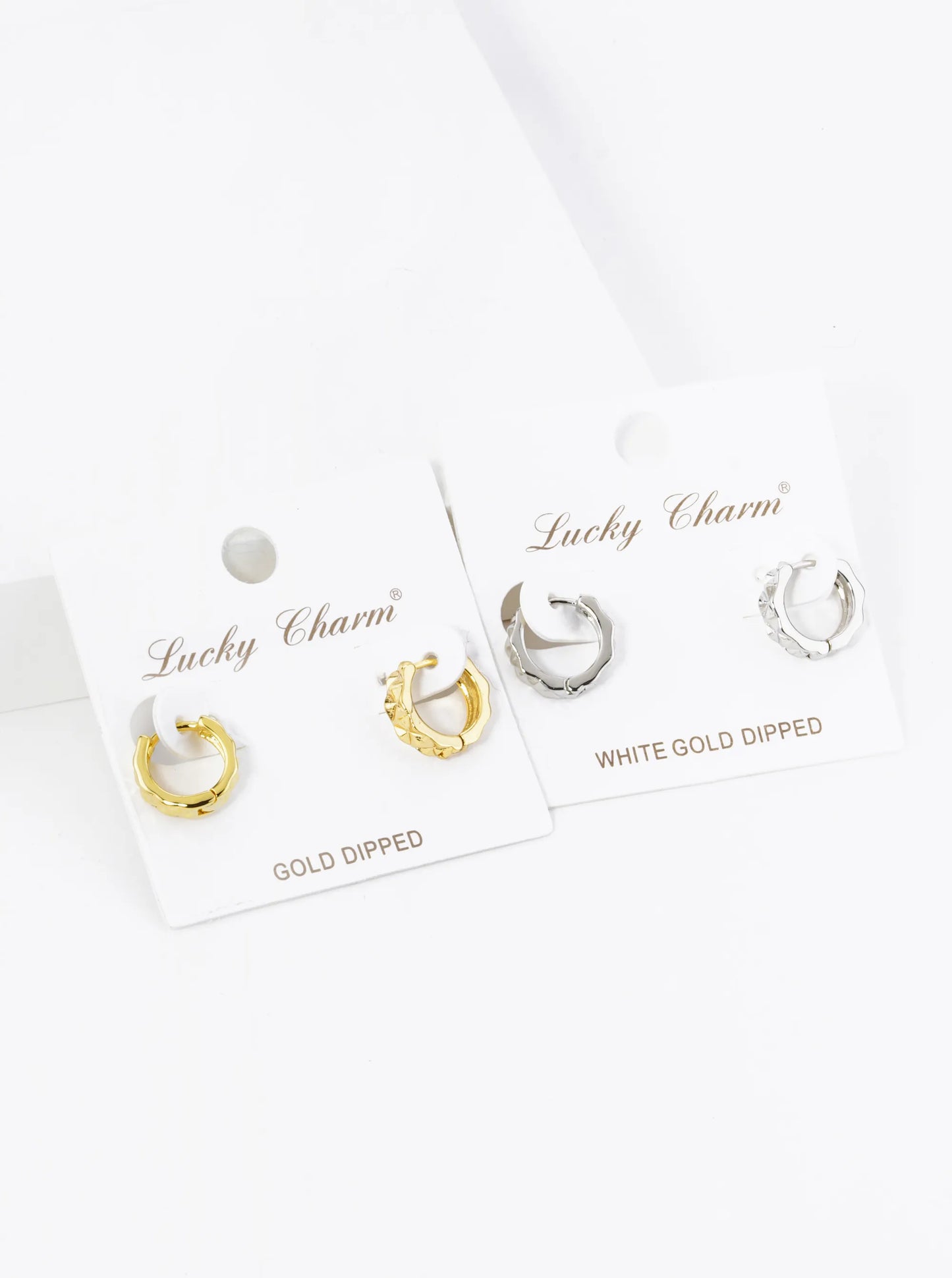 18K Gold Dipped 12mm Studded Brass Huggie Hoop Earrings