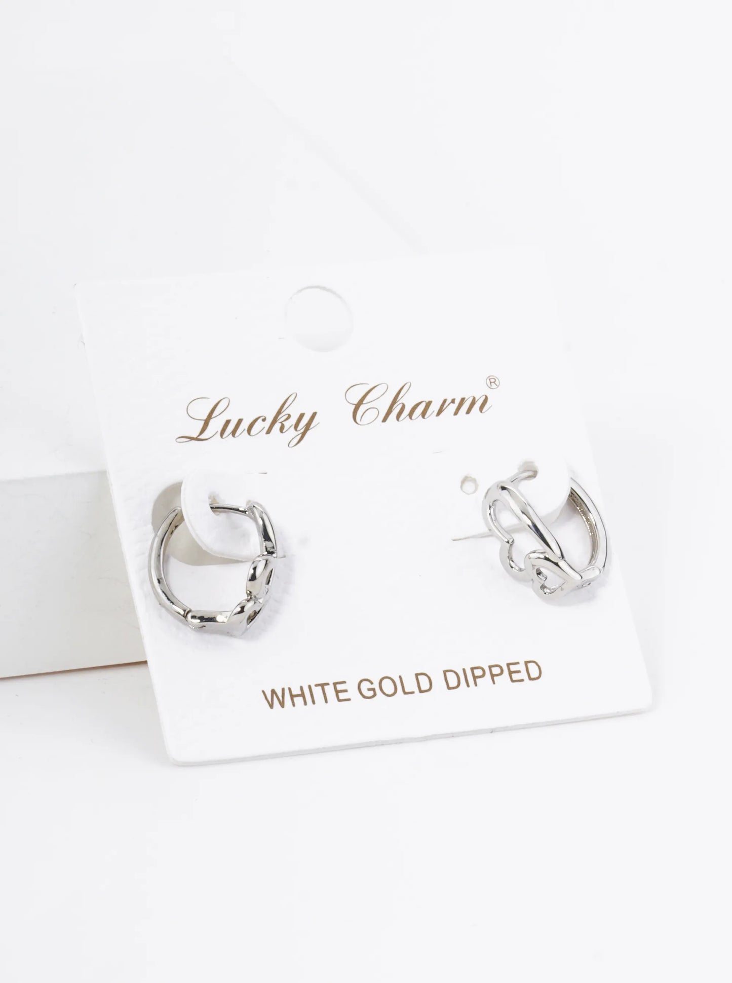 18K Gold Dipped 13mm Brass Heart Huggie Hoop Earrings