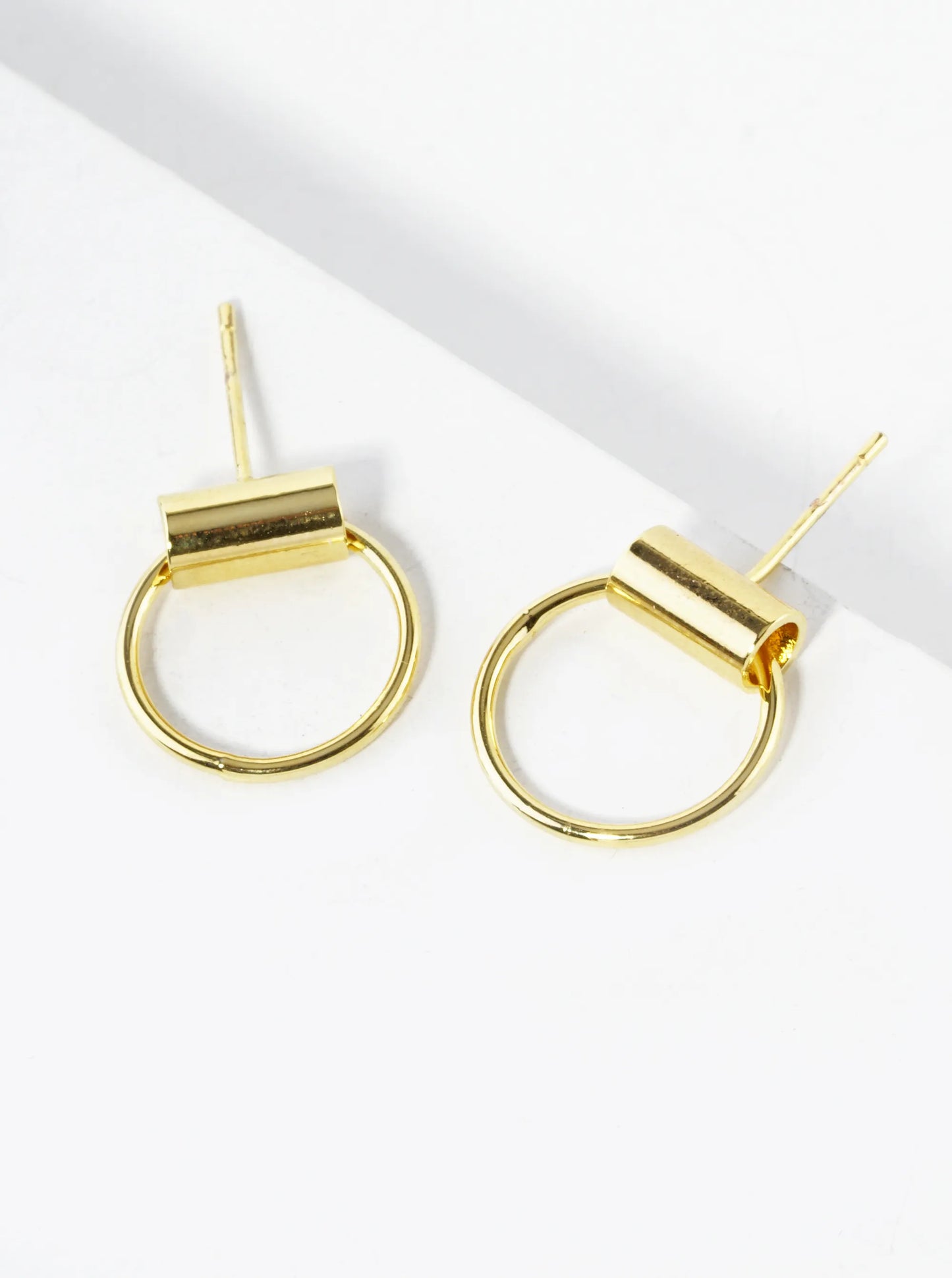 18K Gold Dipped 13mm Dainty Door Knocker Stud Earrings