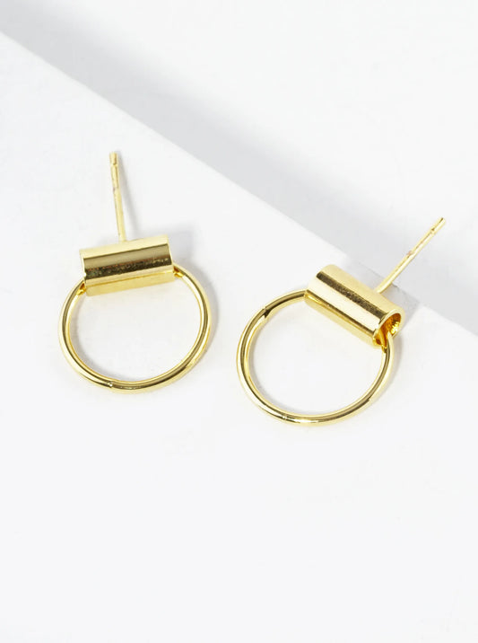 18K Gold Dipped 13mm Dainty Door Knocker Stud Earrings